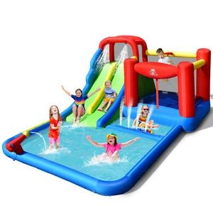 Inflatable Water Slide Kids Jumping Bounce Castle w/ Ocean Balls Blower Excluded - Picture 1 of 11
