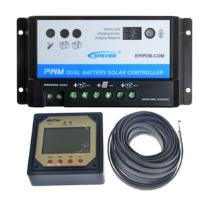 PWM Dual Battery Solar Charge Controller EPIPDB-COM 12V/24V Remote Meter MT1 - Picture 1 of 17