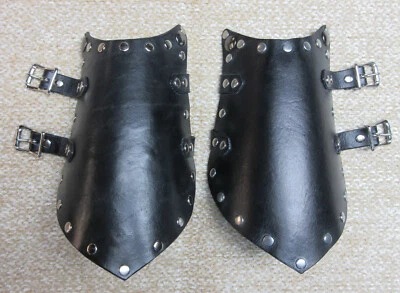 Guanteletes brazaletes de cuero negro para Fantasy Faire Warrior Elven Woodland Foto 1 de 4