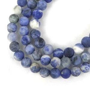 6mm Natural Sodalite Round Beads , Frosted Matte 16" - Picture 1 of 4