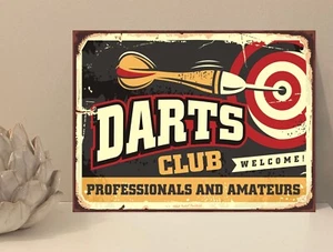 1x Darts Club Rustic Retro Metal Plaque Sign Gift House Novelty (mt51) - Picture 1 of 4