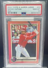 2022 Topps X Aaron Judge Shohei Ohtani 2018 Red /10 SSP PSA 10 GEM MINT POP 1