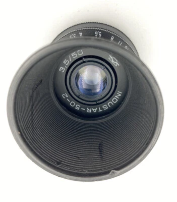 Vintage ussr Lens with Hood Shade Industar-50-2 3,5/50 aka Pancake m42 mount - Image 1 of 4