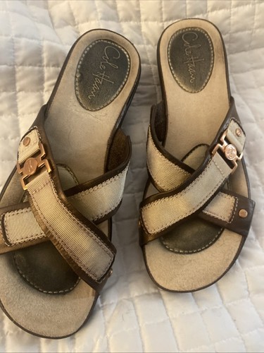 NIKE Scarpe sandalo Cole Haan Air donna marrone metallizzato alce slide 8B