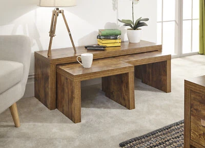 GFW Jakarta Long John Nest Mango Wood Rustic Coffee Lamp and Modern End Table