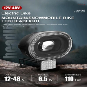 Ebike Electric Bicycle Motorcycle 12V-48V 110Lux Headlight Frontlight Waterproof - Picture 1 of 17