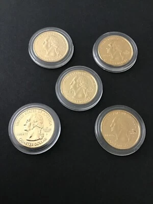 Lot of 5 -24 KT GOLD PLATED 2003  STATE QUARTERS . - Image 1 of 2
