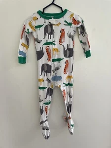 Carter's Baby Boys Cute Colorful Jungle Animals Print 100% Cotton PJs White 12 M - Picture 1 of 7