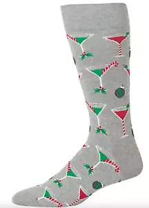 Hot Sox Gris Navidad Calcetines Martini Vidrio Bastones de Caramelo Vacaciones Medias Rellenos - Imagen 1 de 4