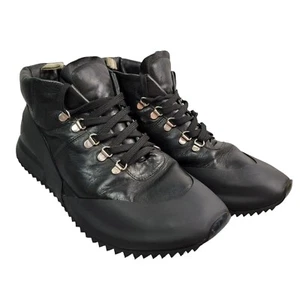 Officine Creative Black Leather Lace Up Tie Ankle Boots Mid Race Rare Sz 44.5 - Picture 1 of 9