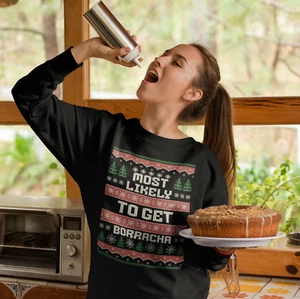 Most Likely To Get Borracha Ugly Christmas Crewneck Sweater | Latino | 3 Colors - Bild 1 von 33