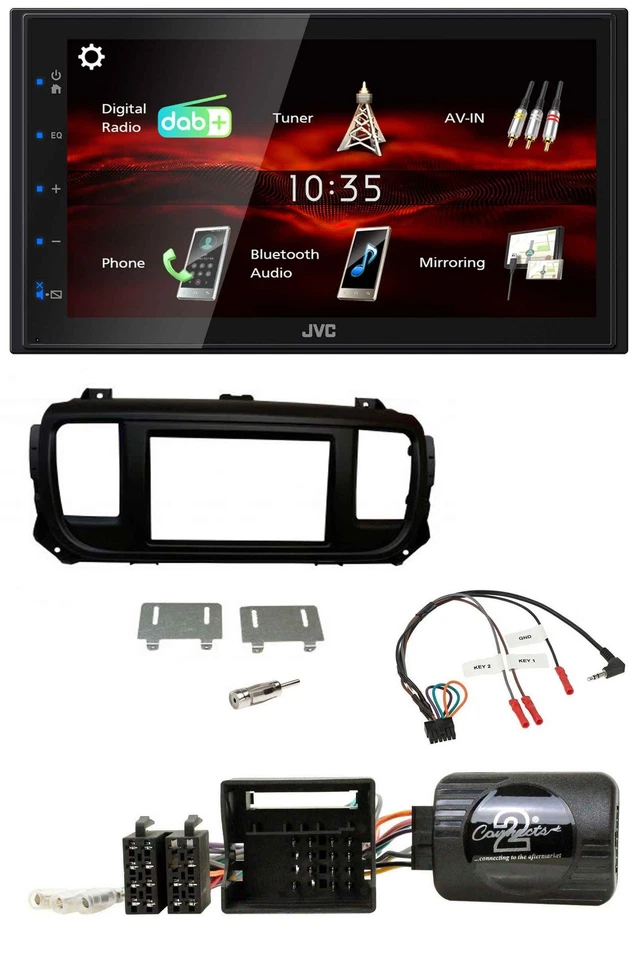 JVC USB Bluetooth Lenkrad DAB 2DIN Autoradio für Toyota Proace Citroen Jumpy ab - Bild 1 von 4