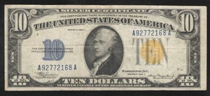1934-A $10 NORTH AFRICA SILVER CERTIFICATE WWII CURRENCY Fr 2309 0092 - Picture 1 of 2