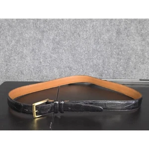 Brighton Black Crocodile Embossed Leather Belt Gold Buckle Women's Size 36 Work - Picture 1 of 5