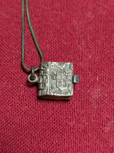 Massiver 925 Sterling Silber aufklappbarer Bibel mit Engel & Jesuskind Anhänger Medaillon - Bild 1 von 5