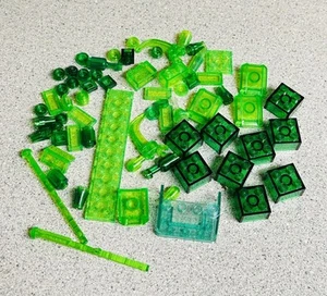 LEGO Bulk Lot Translucent Neon Green 65 Pcs 2x2 Slope Variety Building Bricks - Picture 1 of 5