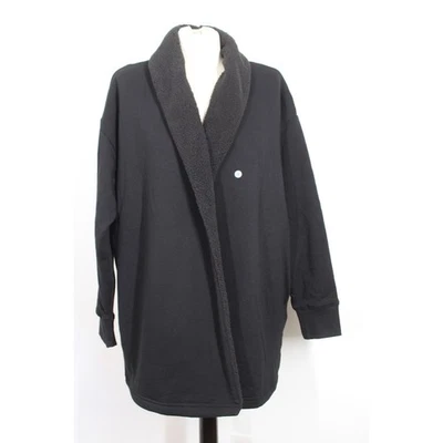 NWT Eddie Bauer L Black Snowlodge Wrap Open Front Cozy Sherpa Cardigan Large - Image 1 of 4