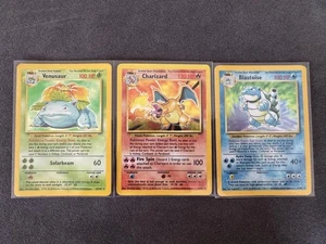 Pokemon Base Set Charizard Blastoise Venusaur Unlimited Holo 1999 inglés - Imagen 1 de 8