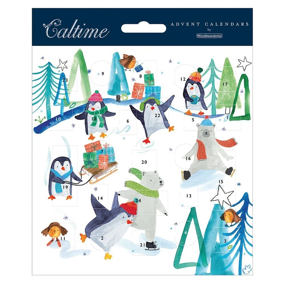 Penguins and Polar Bears Caltime Advent Calendar Card 160 x 160 mm - Image 1 of 1