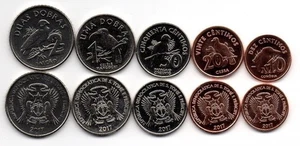 S. Tome e Principe - set 5 coins 10 20 50 Centavos 1 2 Dobras 2017 UNC - Picture 1 of 1