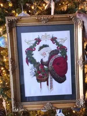 Lavender & Lace Gift Of Peace completed Christmas cross stitch. Framed. - Image 1 of 4