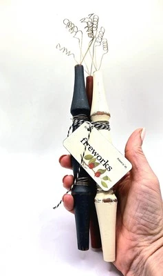 Handmade Patriotic Americana 10" Wood Spindle Fire Crackers "Fireworks" - Image 1 of 4