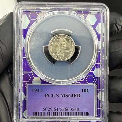 1941-P MERCURY DIME 10C PCGS MS64FB PURPLE TRADERBEA SLAB - Image 1 of 2