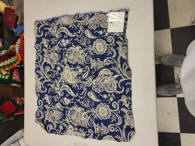 Pieza de tela Duralee 50 natural/azul floral algodón rayón stock descontinuado Foto 1 de 4