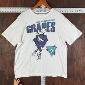 Air Jordan Retro Five V Grapes Graphic Print Basketball White T-Shirt Men's XL - Picture 1 of 7