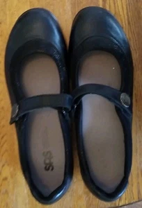 SAS Black Leather Mary Jane Shoes, Size 8N - Picture 1 of 10
