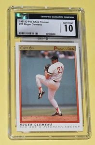 1991 O-Pee-Chee Premier #23 Roger Clemens HOF Scarce MLB Card - CGC 10 Gem Mint - Picture 1 of 2