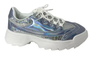 NEW Fashion Sneaker Womens Platform Party Shoes Glitter Shiny Light Shoes Size - Picture 1 of 32