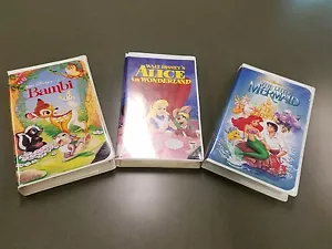 Disney VHS Classic Black Diamond Bambi The Little Mermaid Alice in Wonderland - Picture 1 of 7