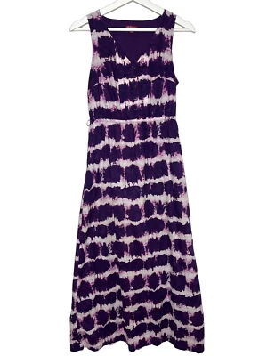 Merona 连衣裙女式 XS 码 Maxi 长紫色领带染料夏季休闲波西米亚 Y2K — 第 1/4 张图片