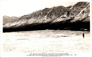 Worst Ice Floe Across Alaska Highway Kluane Lake RPPC - Picture 1 of 2