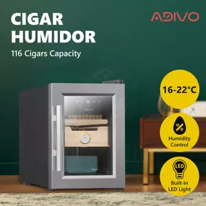 ADIVO 116 Cigar Humidor Digital Humidity Temperature Control Cabinet Hygrometer - Picture 1 of 11