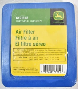 Genuine John Deere OEM GY21345, LG491588JD, LG493537S Air Filter USA Made - Picture 1 of 5