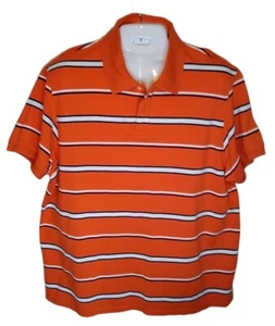Roundtree & Yorke Mens 2X XXL Orange White Blue Stripe Polo Golf Shirt Cotton - Bild 1 von 8