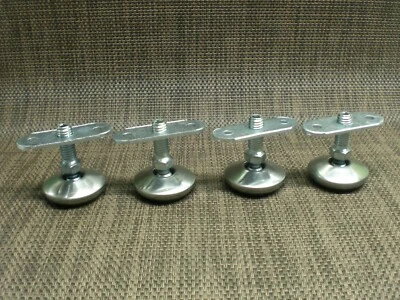 4 Stück Set Möbelfüße + Montageplatte M8 Edelstahl Chrom Stellteller - Bild 1 von 4