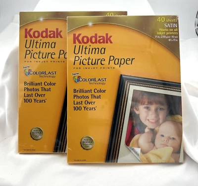 Kodak Ultima Picture Paper 40 Sheets Satin 8.5x11" New Sealed 2 Pack - Image 1 of 4
