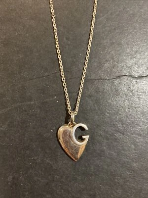 GUCCI Sterling Silver Heart Logo G Pendant Necklace - Image 1 of 4