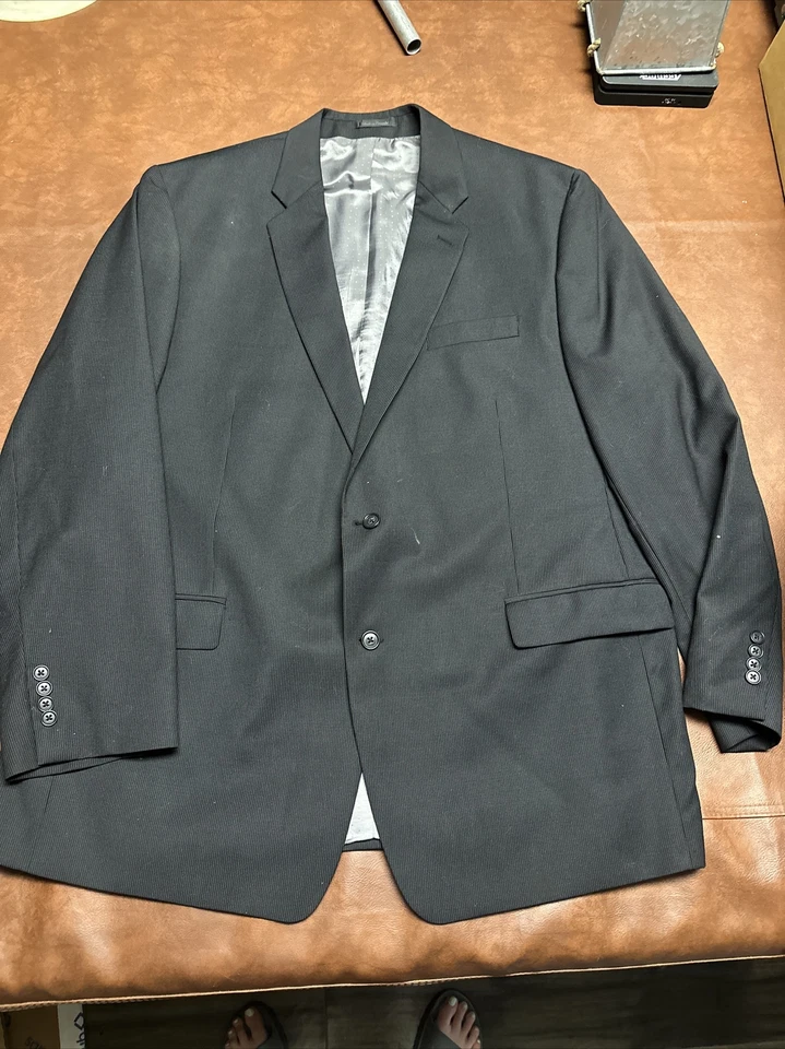 Calvin Klein Macys Mens Store Wool Laine Suit Jacket And Pant 42Wx32L Black/gray - Image 1 of 4