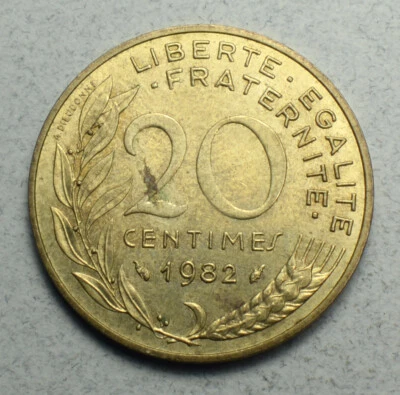 Moneda Europa 20 Céntimos 1982 KM#930 Francia Foto 1 de 2