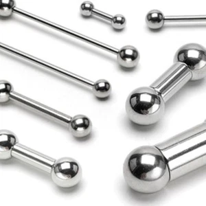 Barbell Tongue Nipple Ring Heavy 0 Gauge 3/4" 12mm Balls Steel SET of 2 - Picture 1 of 3