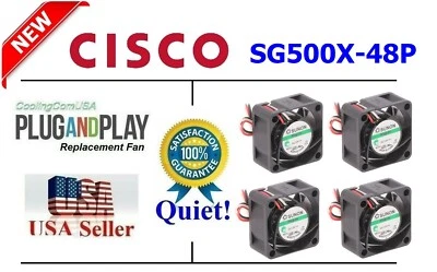 Quiet! Cisco SG500X-48P Fan Kit, 4x Sunon MagLev 18dBA Low Noise Fans - Image 1 of 4