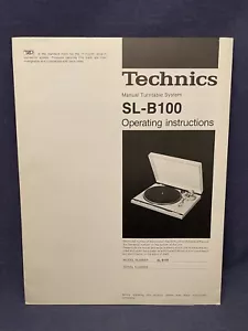 Original Manual Technics SL-B100 Operating Instructions Record LP Turntable - Picture 1 of 3
