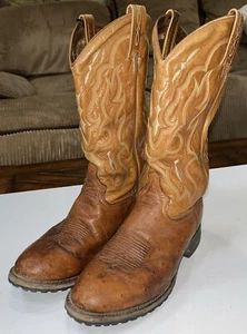Tony Lama CT873 8.5D Mens Cowboy Western Boots Multi Brown - Picture 1 of 10