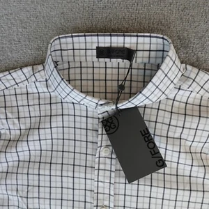 G/FORE Shirt Mens L Large White Plaid Button Up Performance Tattersall Sport NWT - Picture 1 of 10