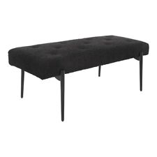 Uttermost Olivier Contemporary Fabric and Stainless Steel Bench in Satin Black
