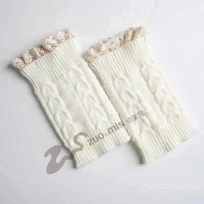 NOVO ACABAMENTO EM RENDA BABADO CROCHÊ MALHA BOTA PUNHOS TOPPER QUENTE INVERNO MEIAS CAPA - Imagem 1 de 4